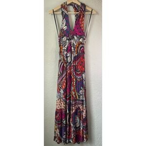 Maeve Anthropologie Halter Maxi Dress XS Tribal Print Sleeveless Bohemian Casual